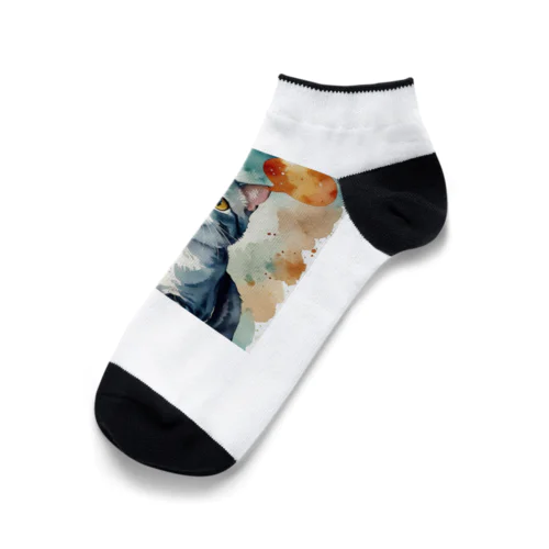 ふわふわの子猫の水彩画 Ankle Socks