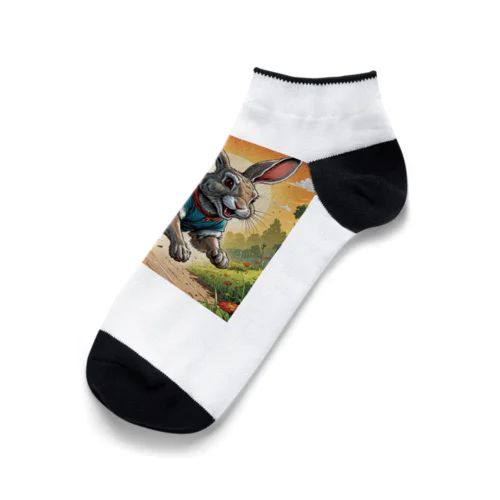 走り回るウサギ Ankle Socks