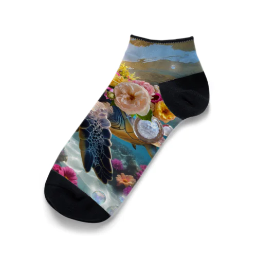 海亀花いっぱい Ankle Socks