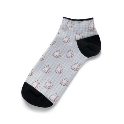 ねこねこねこねこピンクシャム猫ギンガムチェック Ankle Socks