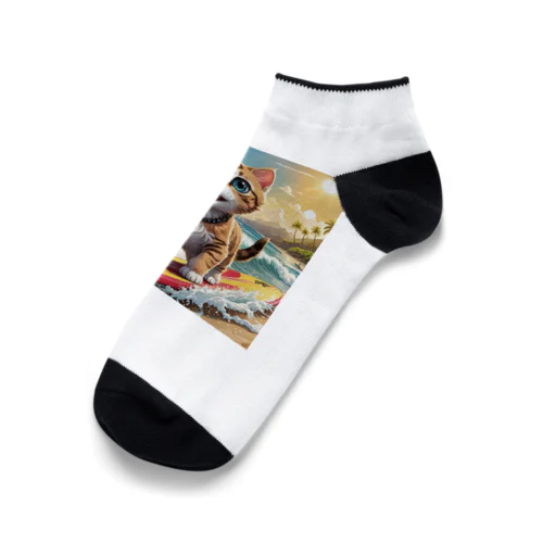 猫サーファー Ankle Socks