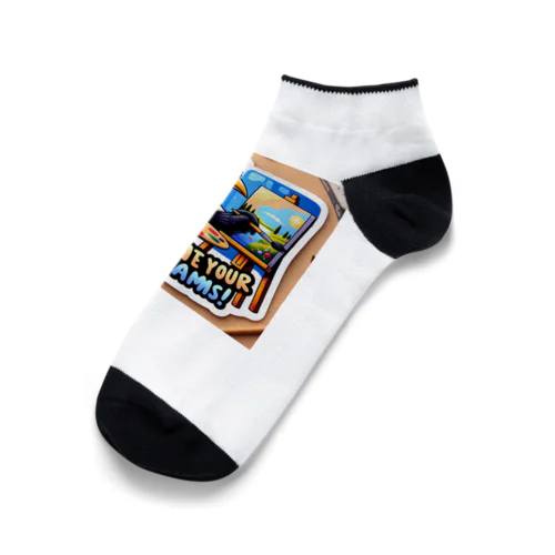 知識豊富な黒いハイカラなカラス Ankle Socks