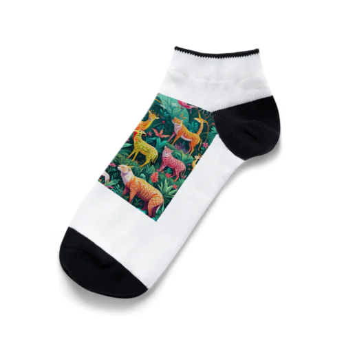 カラフルで鮮やかな動物たち Ankle Socks