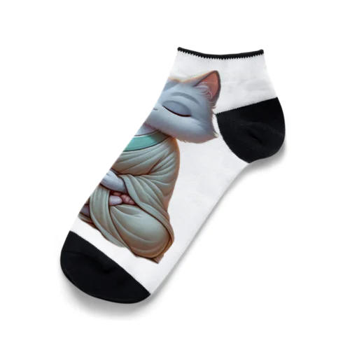 瞑想している猫菩薩 Ankle Socks