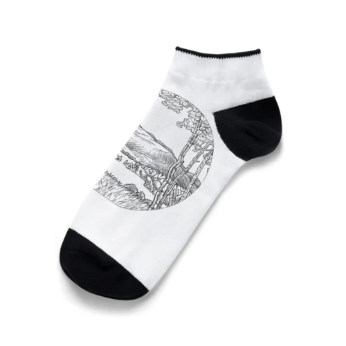 川の畔　ラインアート Ankle Socks