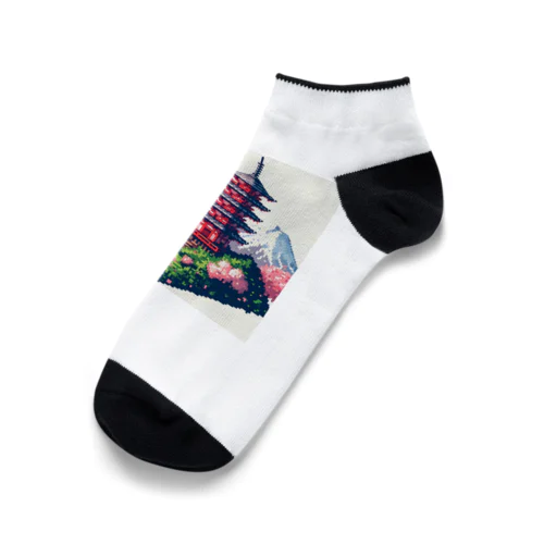 ピクセルアート 五重塔 Ankle Socks