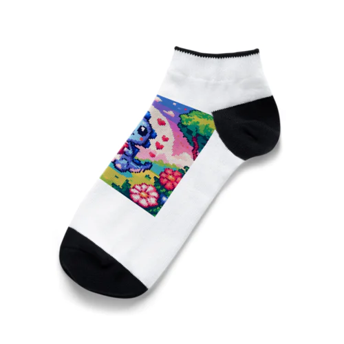 ピクセルアート 恐竜の子ども Ankle Socks