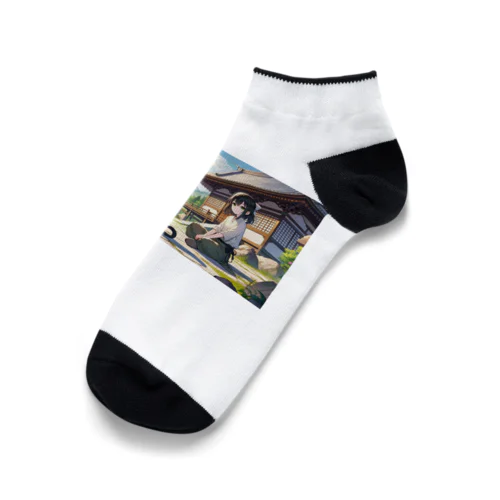 時空の旅猫アルトとミアの山間の寺院 Ankle Socks