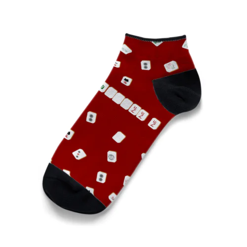 麻猫牌(まーにゃんはい)　赤　ジャラジャラ Ankle Socks