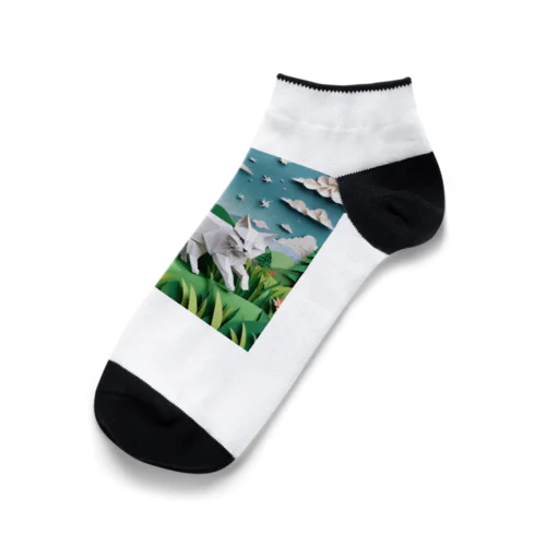 折り紙　草原を駆け回っている猫 Ankle Socks