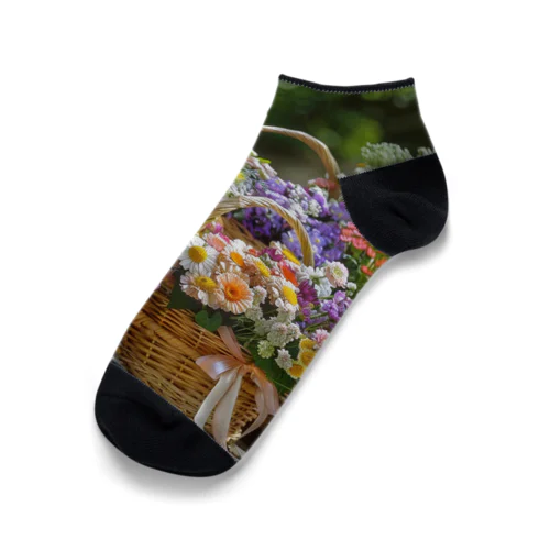華やかな花が入った花かご　なでしこ1478 Ankle Socks