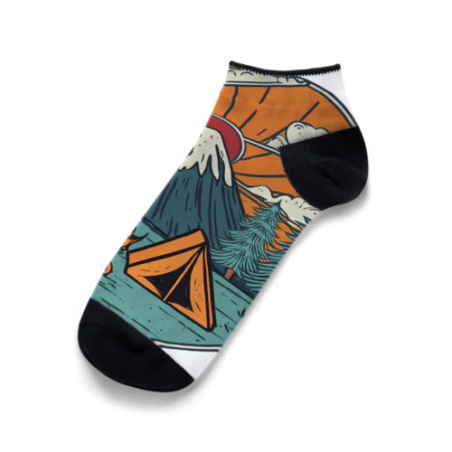 富士山とキャンプ Ankle Socks