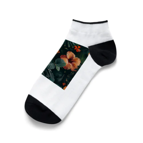 オレンジ色のハイビスカスの花 Ankle Socks