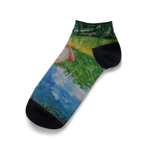 【色鉛筆画】優雅なフラミンゴ Ankle Socks