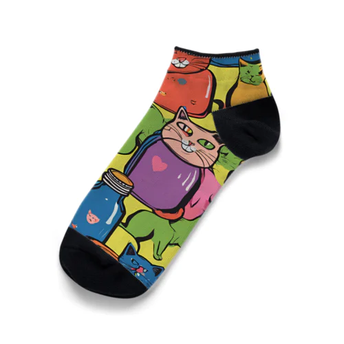 ポップな猫 Ankle Socks