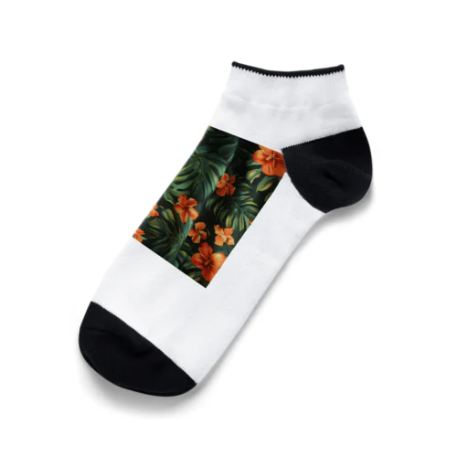 オレンジ色のハイビスカスの花 Ankle Socks