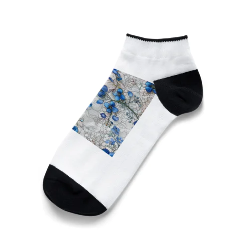 可愛い青色の小さな花 Ankle Socks