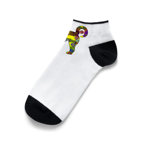 琉猫𓃠　琉装紅型猫 Ankle Socks