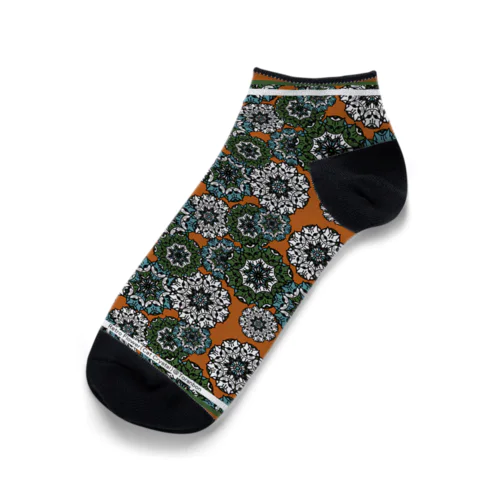 レトロフラワー～猫の結晶～　のバンダナ(橙) Ankle Socks
