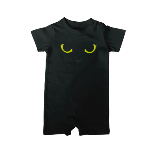 黒猫のルコ【瞳孔 L】 ロンパース
