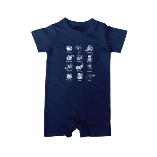 The Zodiac of Fukushima(白抜き) Rompers