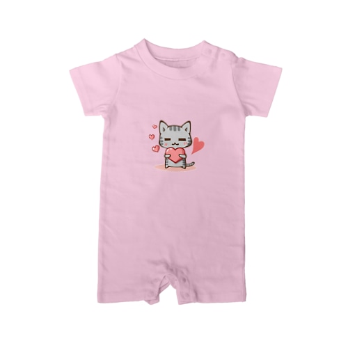 くつろぎ猫（ハート） Rompers