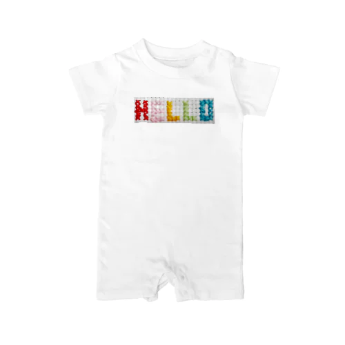 クロスステッチ・HELLO(カラフル)Tシャツ・グッズシリーズ ロンパース