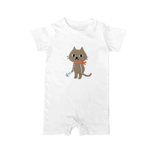 猫毛ねこの国の住人　魚の骨 Rompers