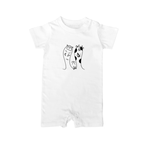 眠いアルパカとクマと牛 Rompers