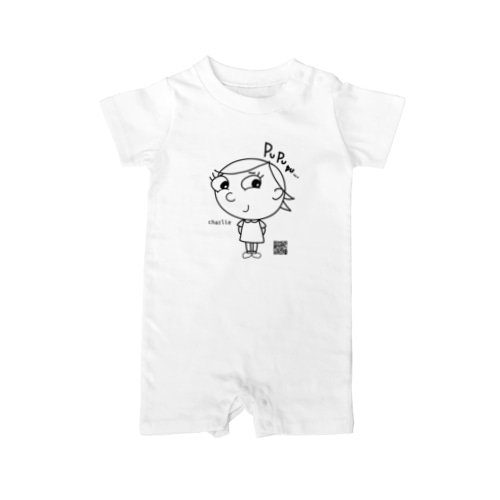 pupupu QR モノクロcharlie Rompers