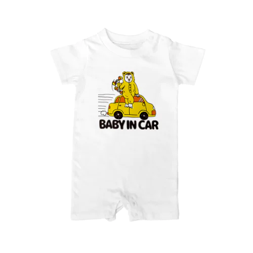 BABY IN CAR　イエロー（背景なし） ロンパース