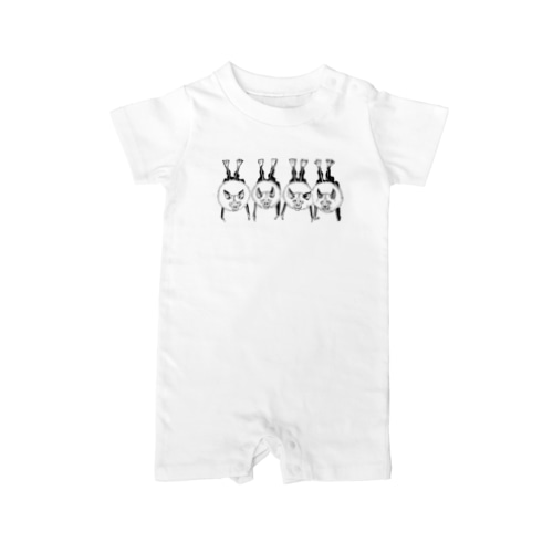 キクガシラコウモリ４匹（ペン画）濃い地用 Rompers