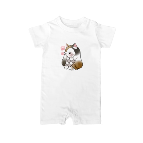 肉球猫耳アマビエ　三毛 Rompers