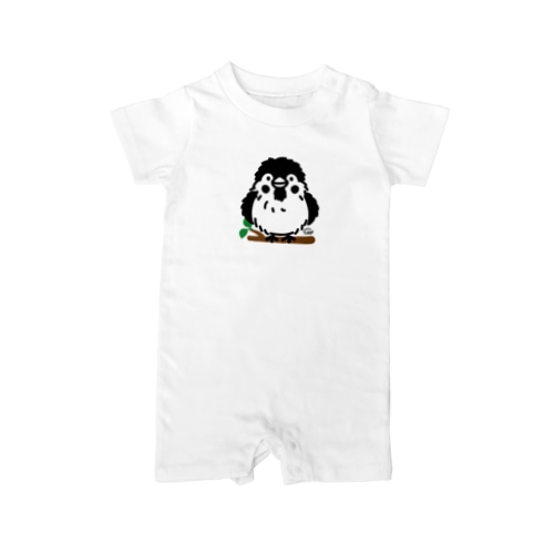 ワンポイント　ぶわっとな スズメがちゅん02 Rompers