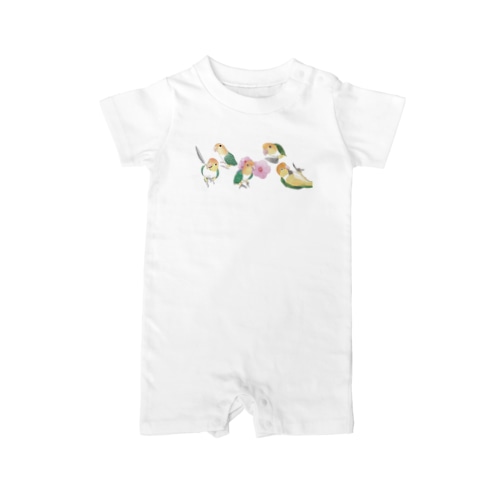 あつまれシロハラインコちゃん【まめるりはことり】 Rompers