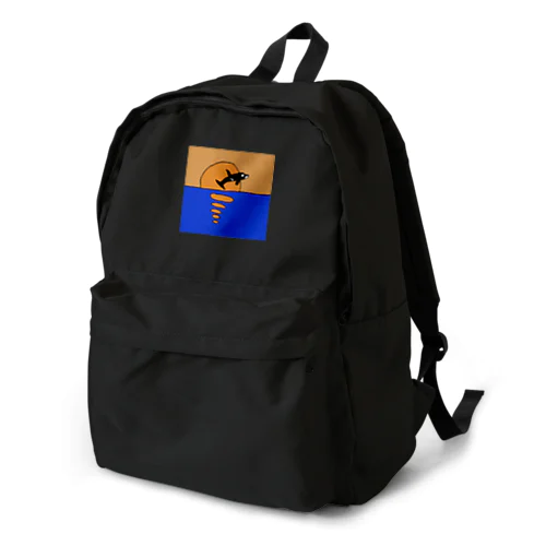 Wed-kge 夕日に飛び跳ねるシャチ Backpack