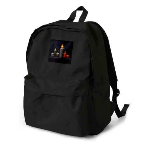 火が灯る蝋燭とハロウィンカボチャのドット絵 Backpack