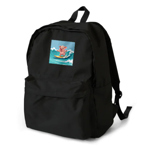 かわいいブタのサーフィンウェーブ Backpack