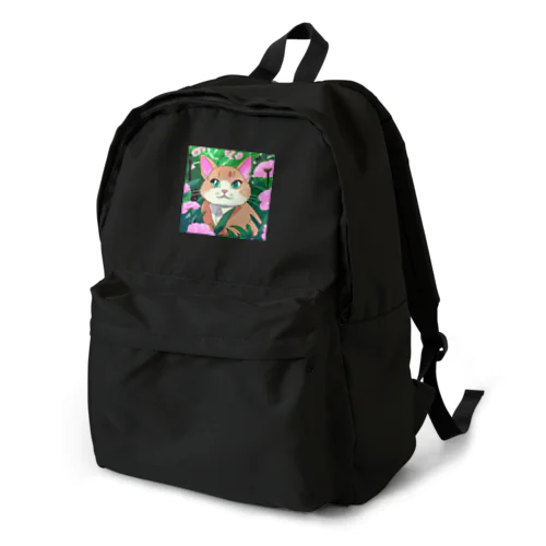 アニメ調・花畑の猫 Backpack