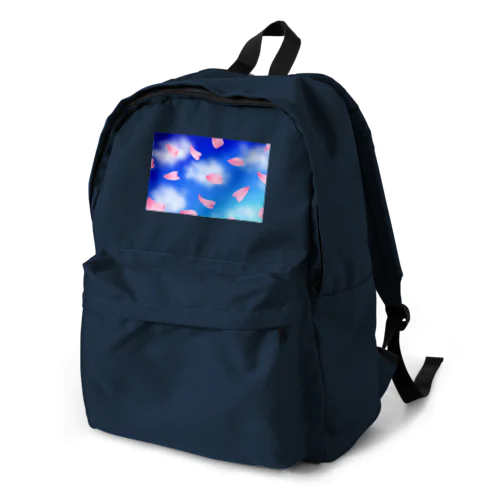 花びらの舞う青空、浮かぶ雲 Backpack