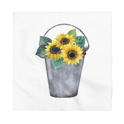 Watering bucket and sunflowers  じょうろ と ひまわり バンダナ