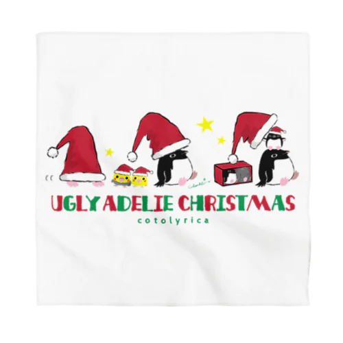 UGLY ADELIE CHIRISTMAS 0586 アデリーペンギン サンタ帽子 横並び Bandana