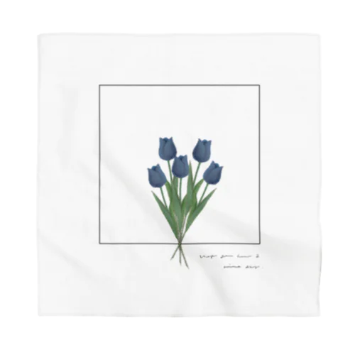 blue tulip bouquet , logo flame バンダナ