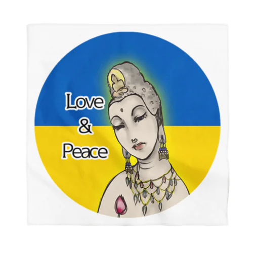 Love＆Peace観世音菩薩ウクライナ国旗背景 Bandana