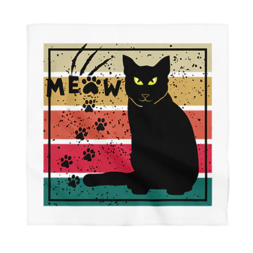 black cat meow paw signature バンダナ