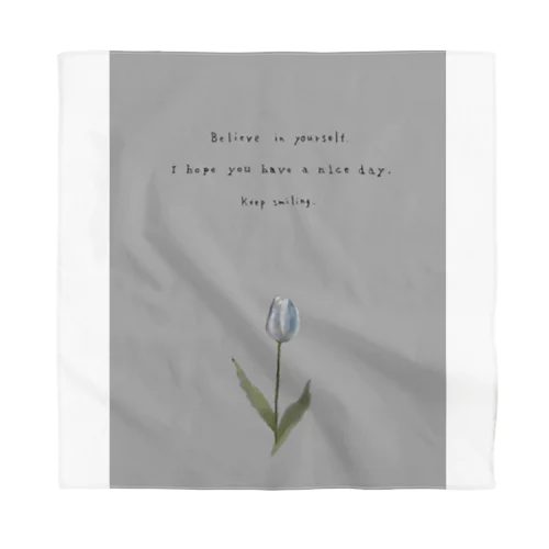 TULIP, white gray blue . Bandana