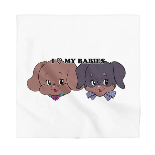 トイプードル×ダックス-レッド&ブラックタン「I♡MY BABIES」 Bandana
