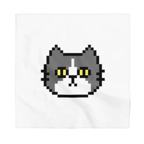 ドット絵のねこ（ハチワレ） バンダナ