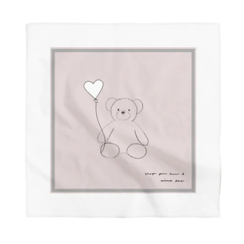 🧸 Bear and heart white balloon . バンダナ