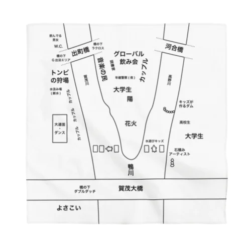 鴨川デルタ勢力図(日本語) バンダナ